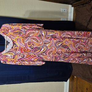 Nina Leonard pink and yellow dress